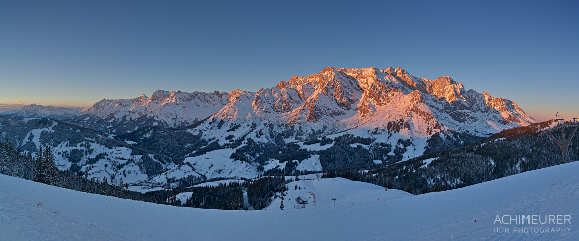 Sonnenuntergang im Winter im Salzburgerland by Array.